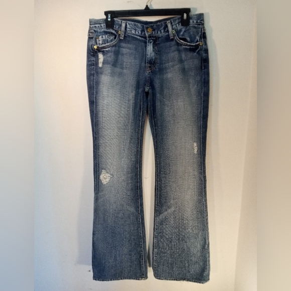 7 For All Mankind Denim - 7 For All Mankind Distressed Bootleg/Wide Leg Jeans | Size 30 | NWOT